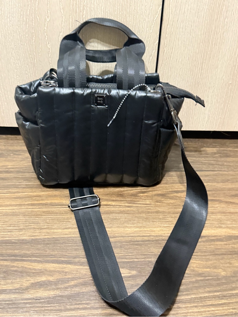 THINK ROYLN Black Quilted Nylon Messenger Bag